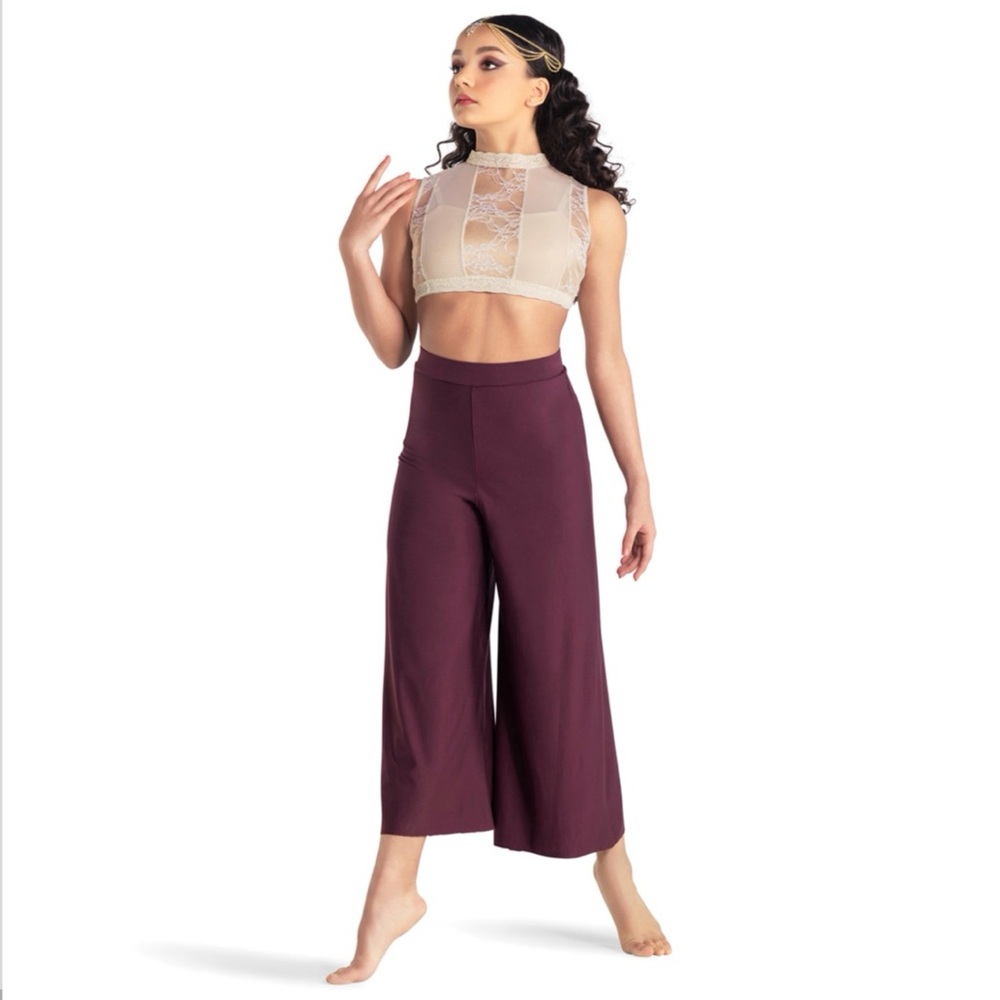 Cream Burgundy Lyrical Costume Adult Large 2 Piece Contemporary Competition
